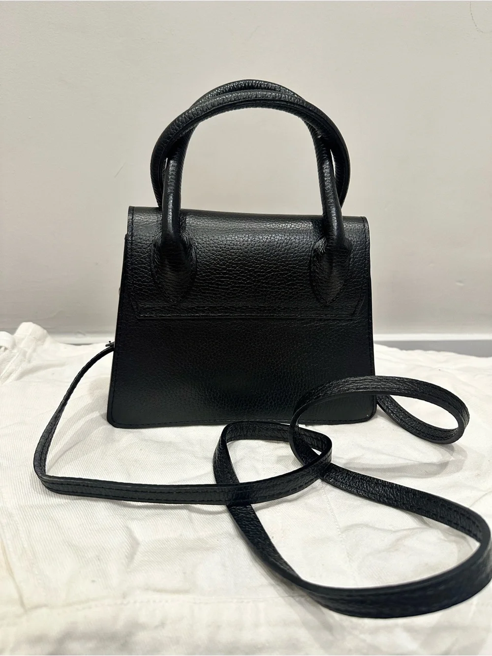 Classic Black Structured Top-Handle Bag